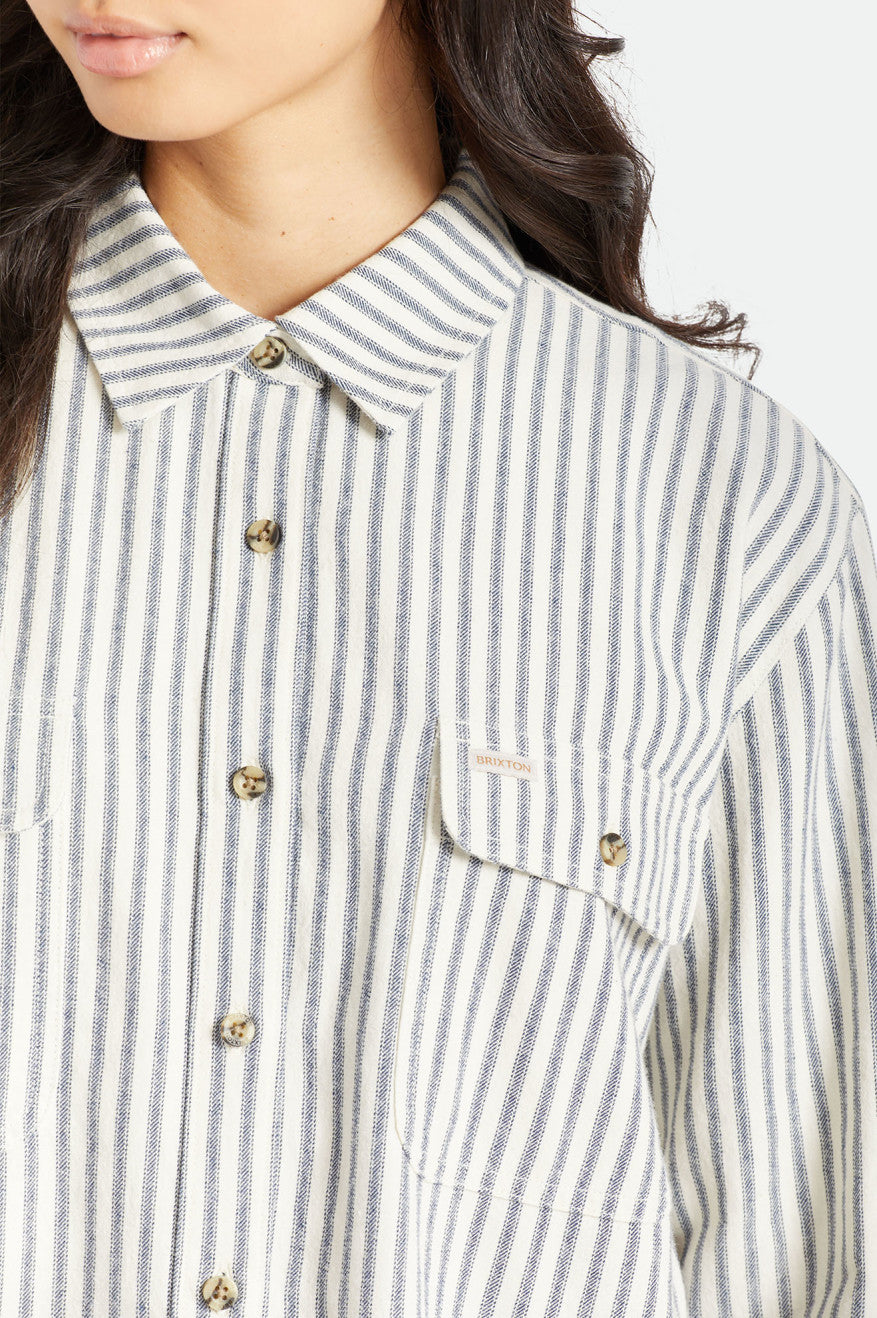 Women's Brixton Bowery Boyfriend L/S Flannels Stripes | 3017894-YR