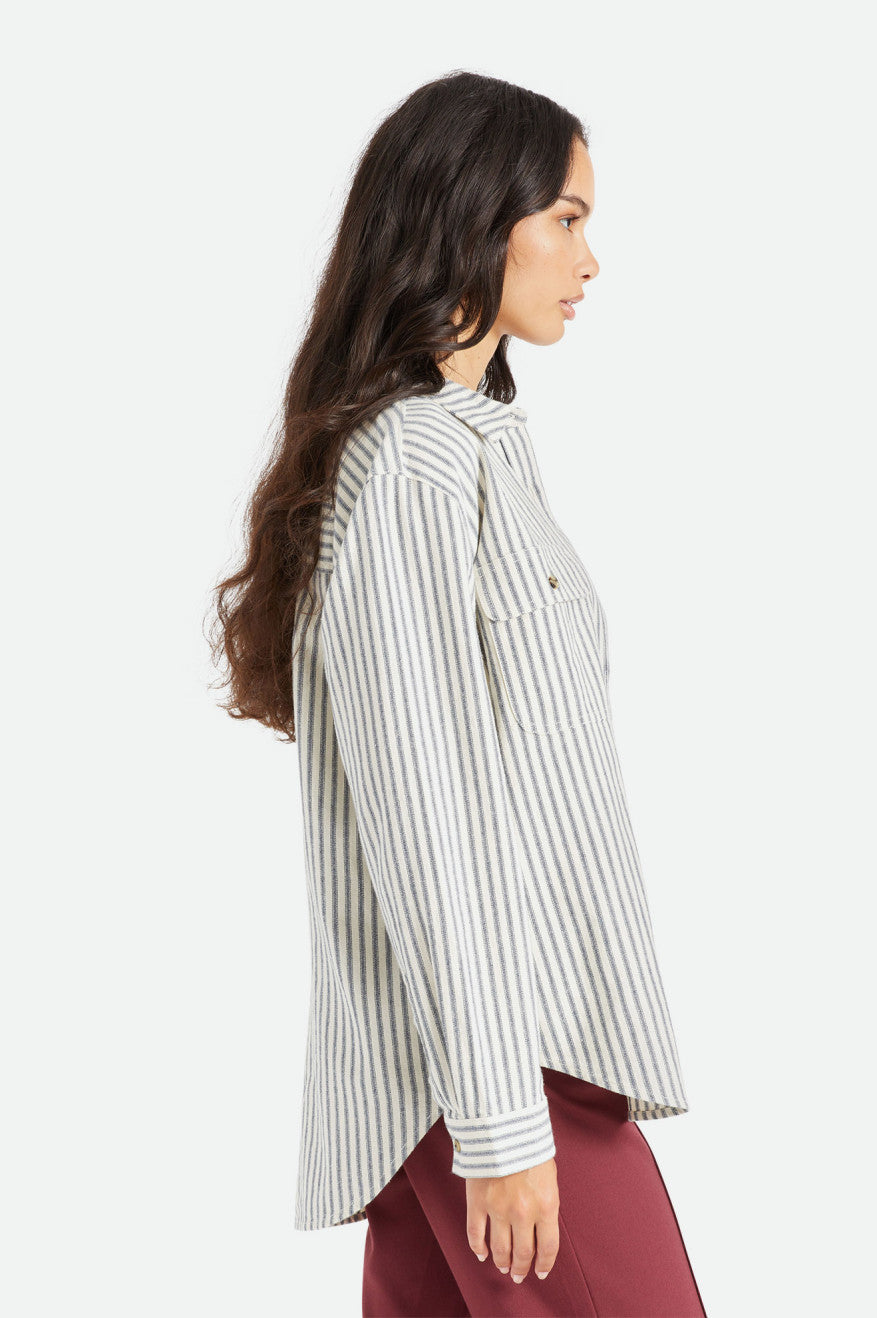 Women's Brixton Bowery Boyfriend L/S Flannels Stripes | 3017894-YR