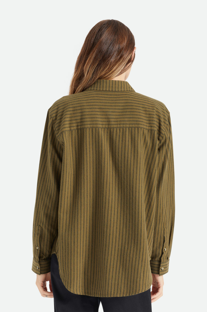 Women's Brixton Bowery Boyfriend L/S Flannels Olive | 3027481-FY