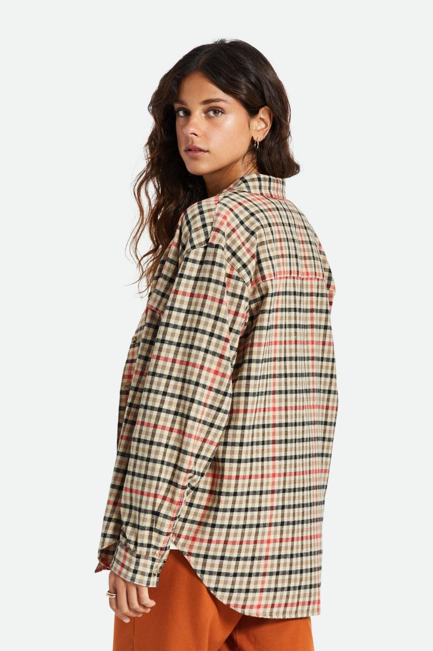 Women's Brixton Bowery Boyfriend L/S Flannels Light Yellow | 9347261-MS