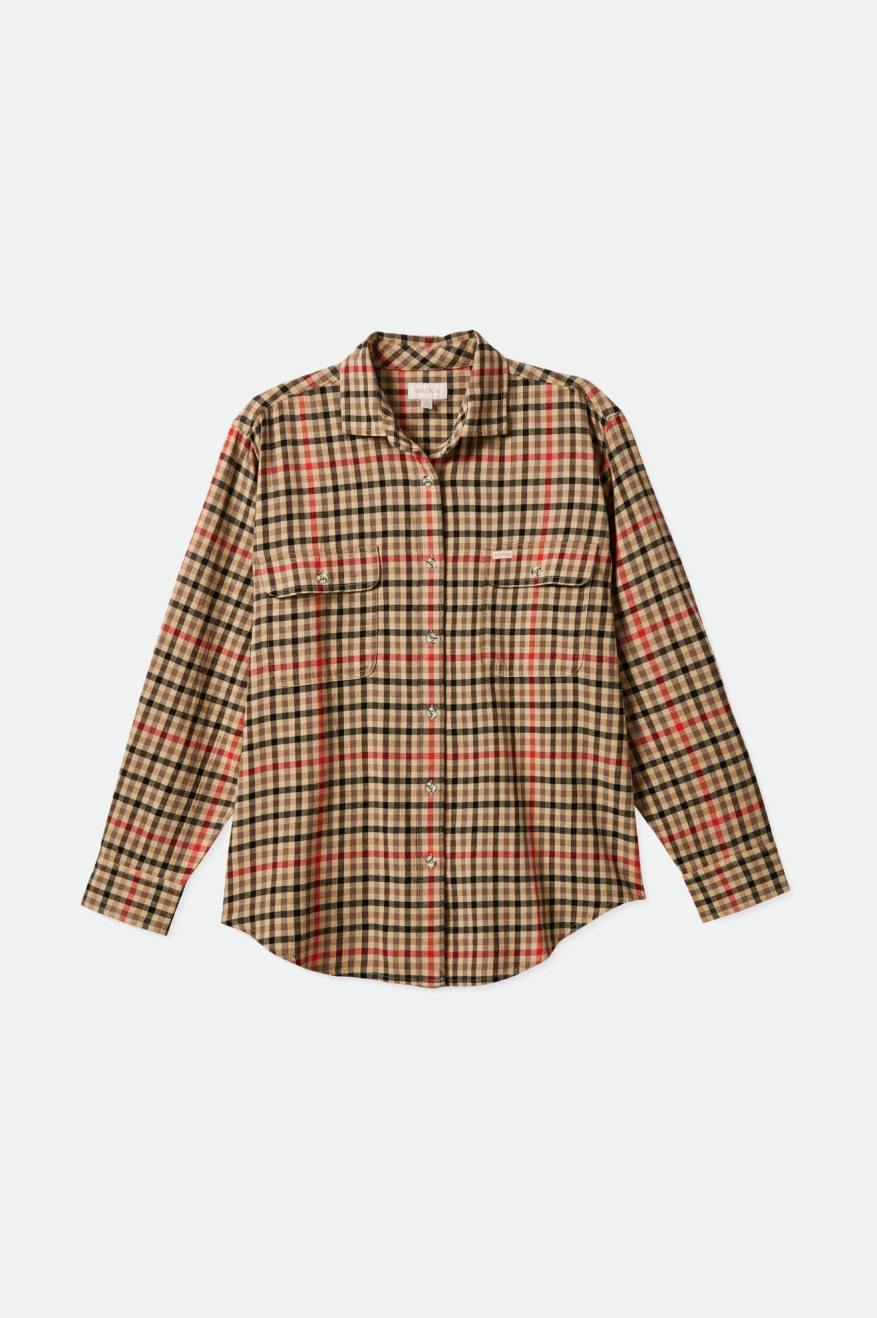 Women's Brixton Bowery Boyfriend L/S Flannels Light Yellow | 9347261-MS