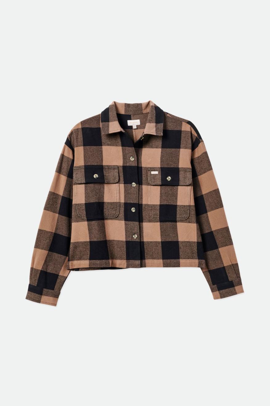 Women's Brixton Bowery L/S Flannels Black | 7503294-LJ