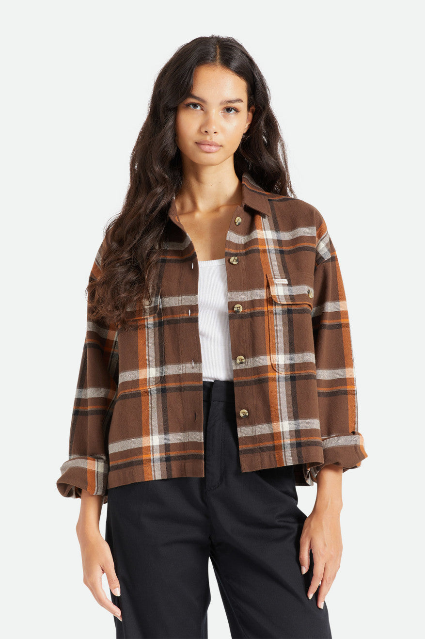 Women's Brixton Bowery L/S Flannels Brown | 2657314-HO