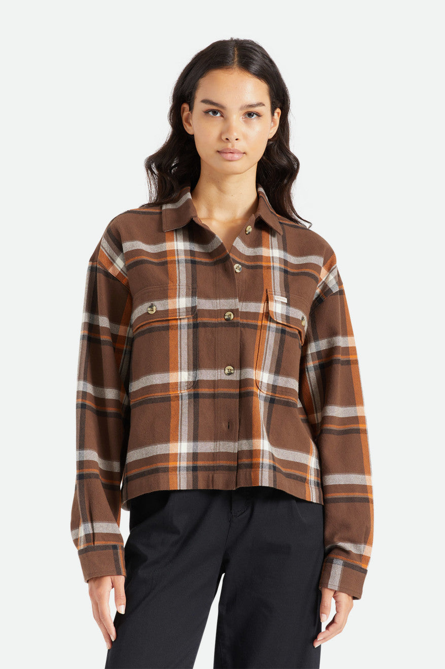 Women\'s Brixton Bowery L/S Flannels Brown | 2657314-HO