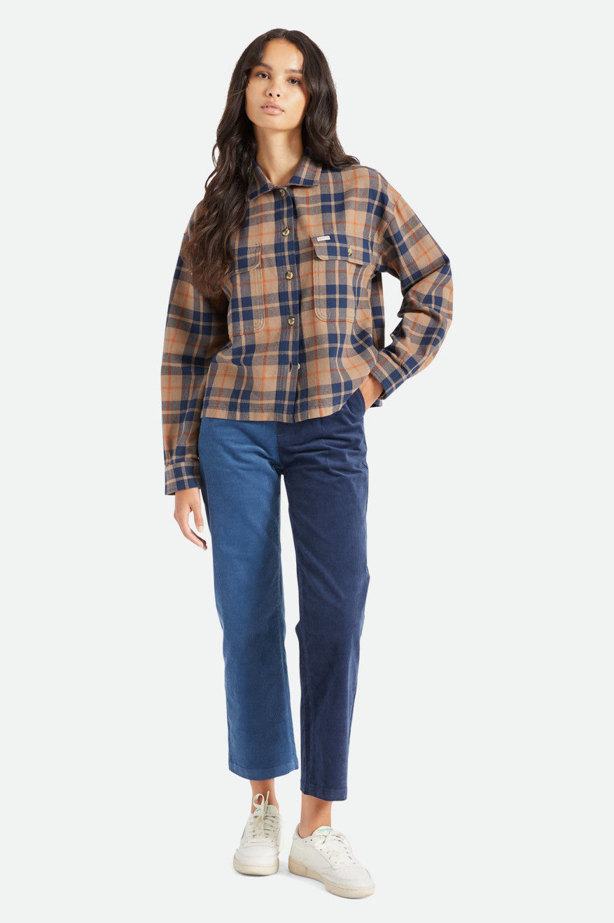 Women's Brixton Bowery L/S Flannels Deep Green | 7426935-GB