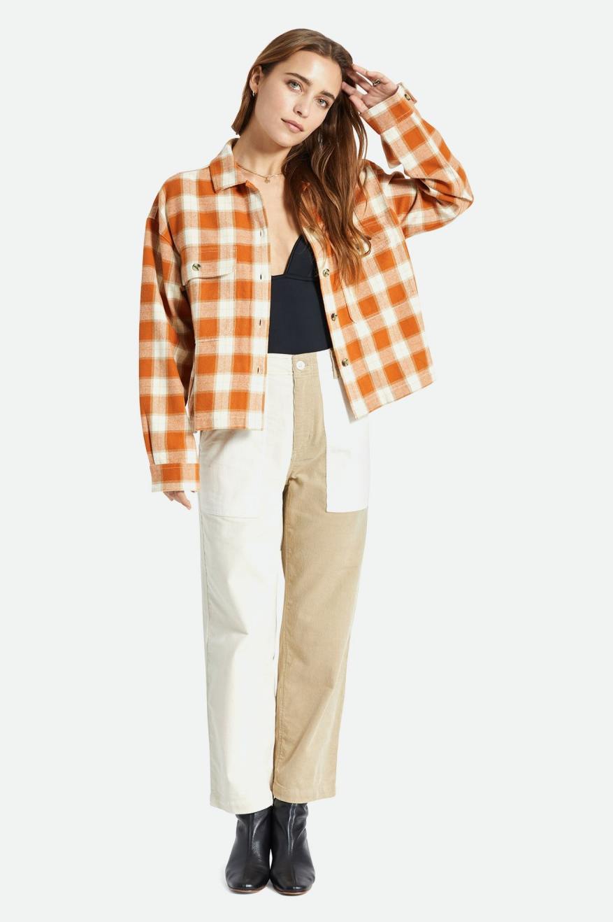 Women's Brixton Bowery L/S Flannels Orange | 5136478-AG