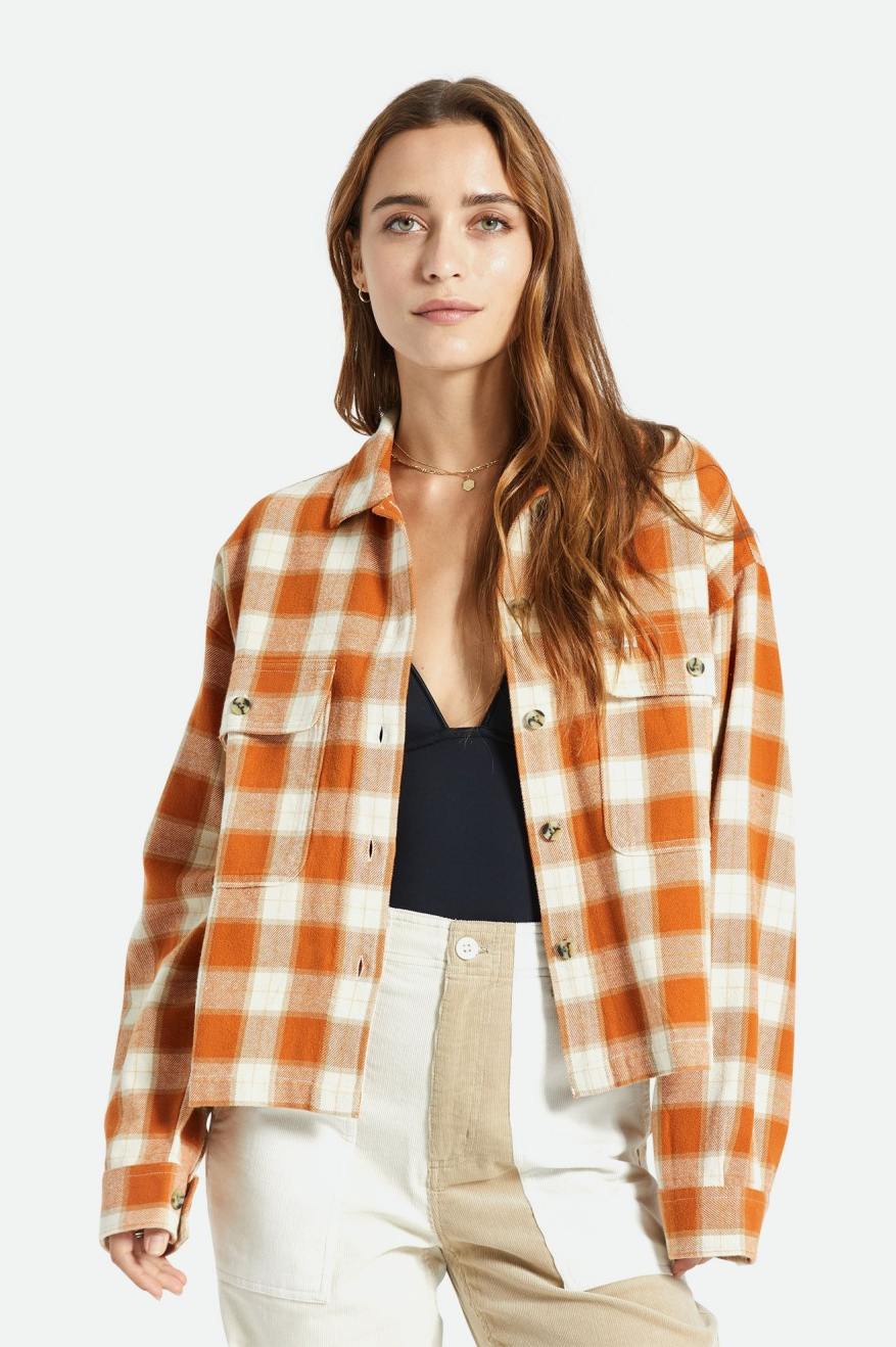 Women\'s Brixton Bowery L/S Flannels Orange | 5136478-AG