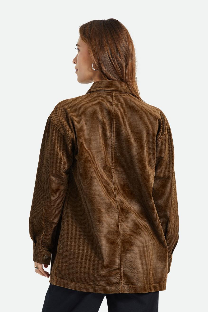 Women's Brixton Dundee Corduroy Overshirt Tops Brown | 9108725-YQ