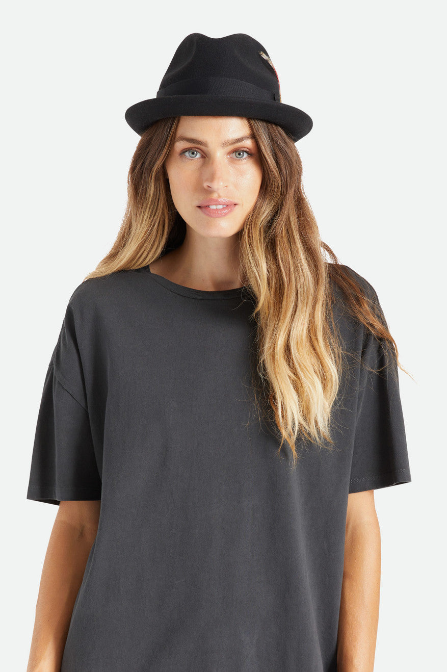 Women's Brixton Gain Fedora Fedoras Black | 7526019-RN