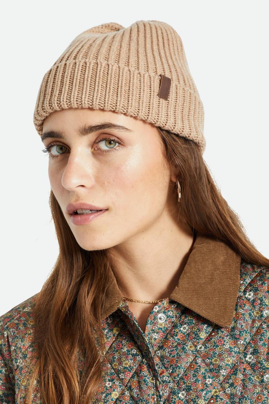 Women's Brixton Heist Reserve Cashmere Beanie Beige | 9018567-UJ