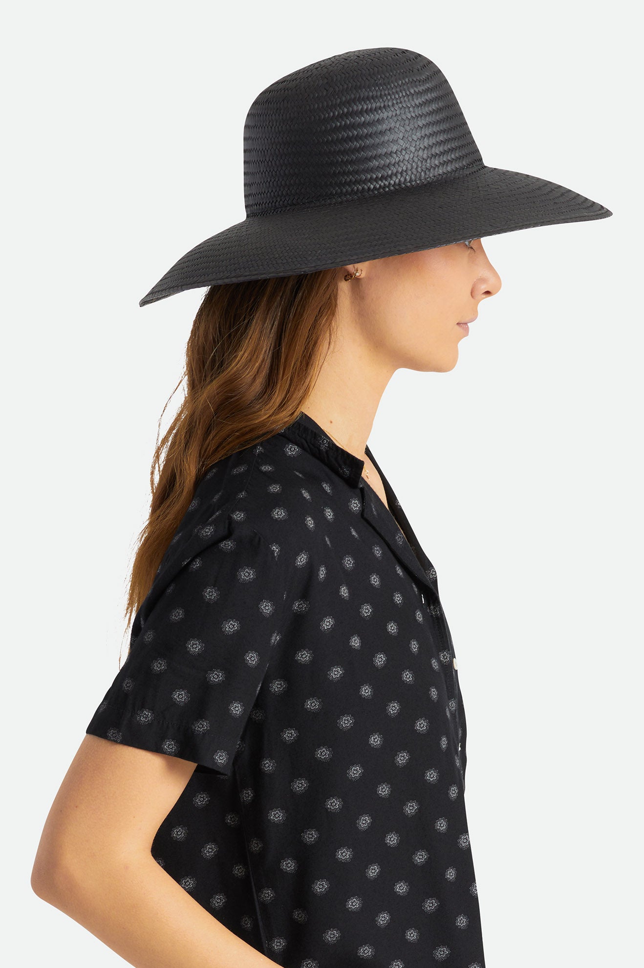 Women's Brixton Janae Sun Straw Hats Black | 6574910-YC