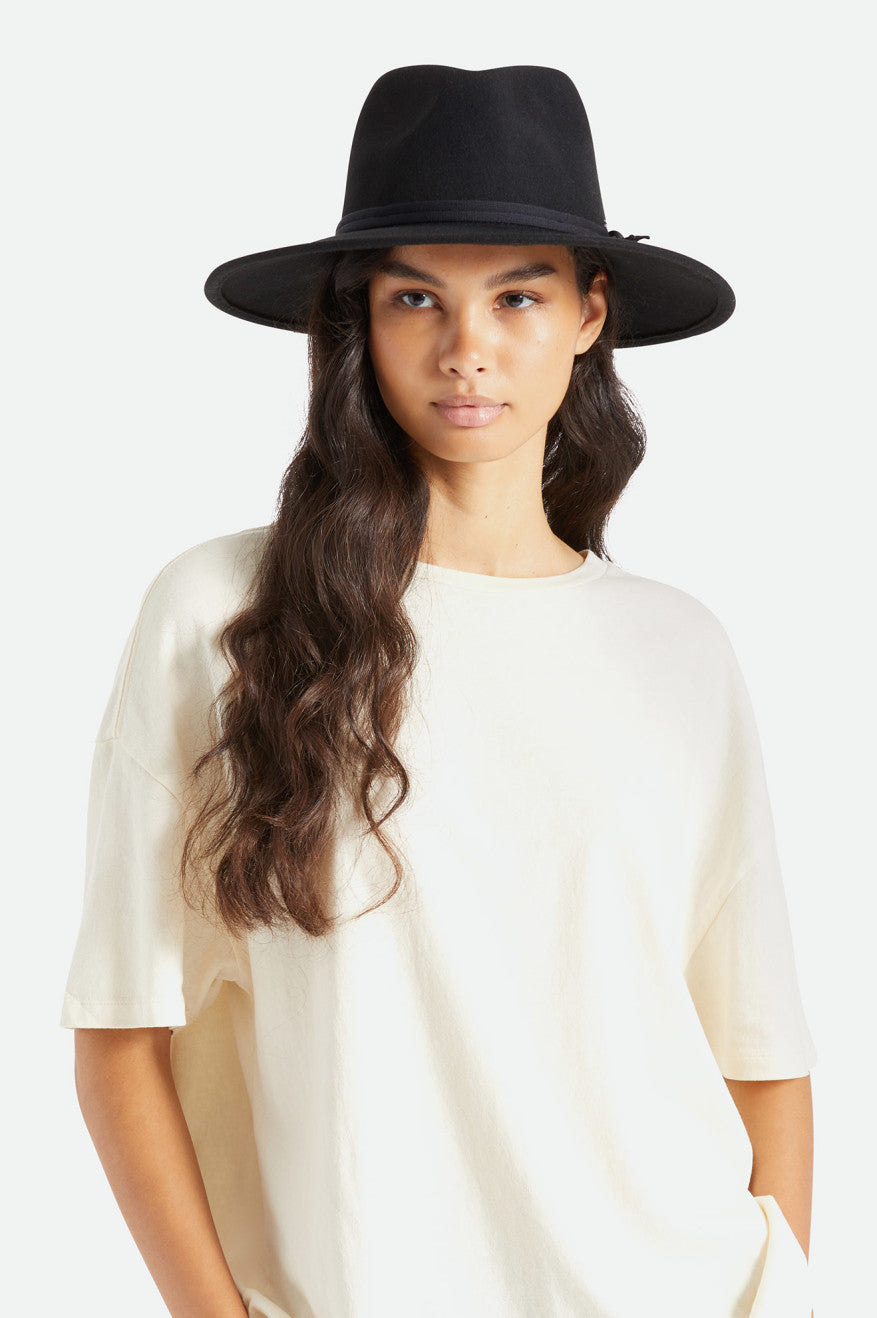 Women's Brixton Joanna Felt Packable Hat Hats Black | 9610258-PG