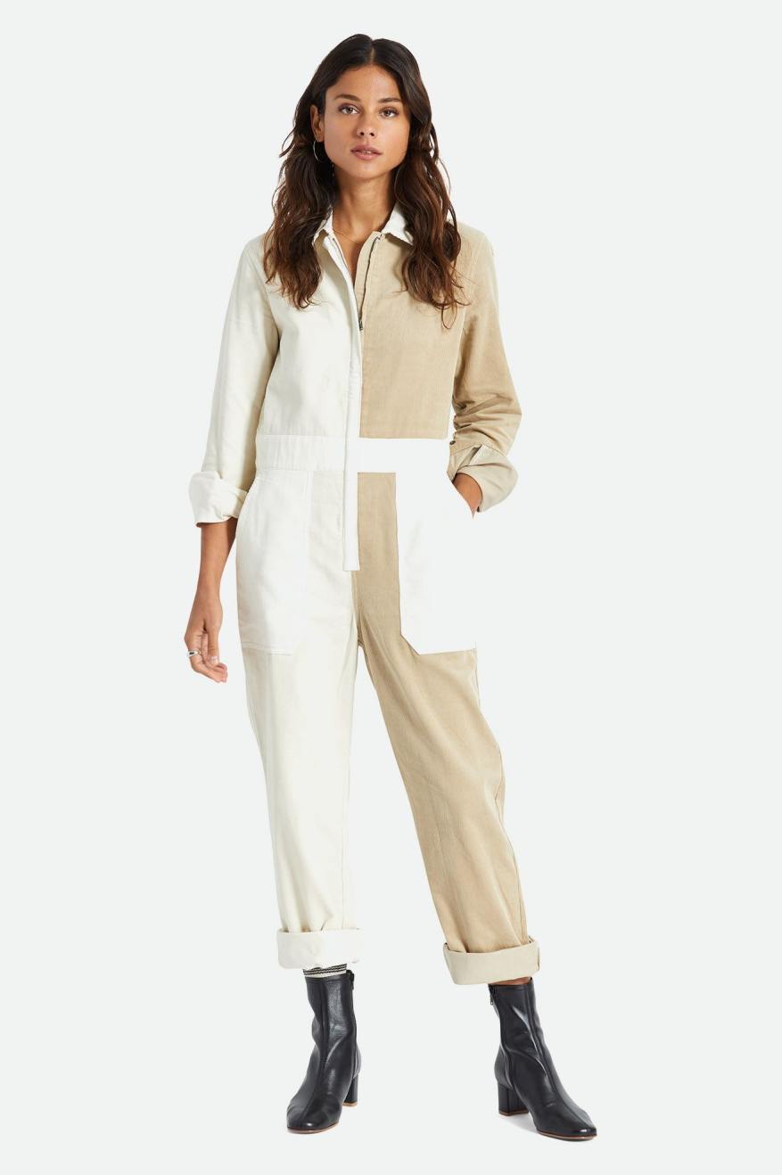 Women's Brixton Mersey Coverall Jumpsuit Light Yellow | 3617840-DE