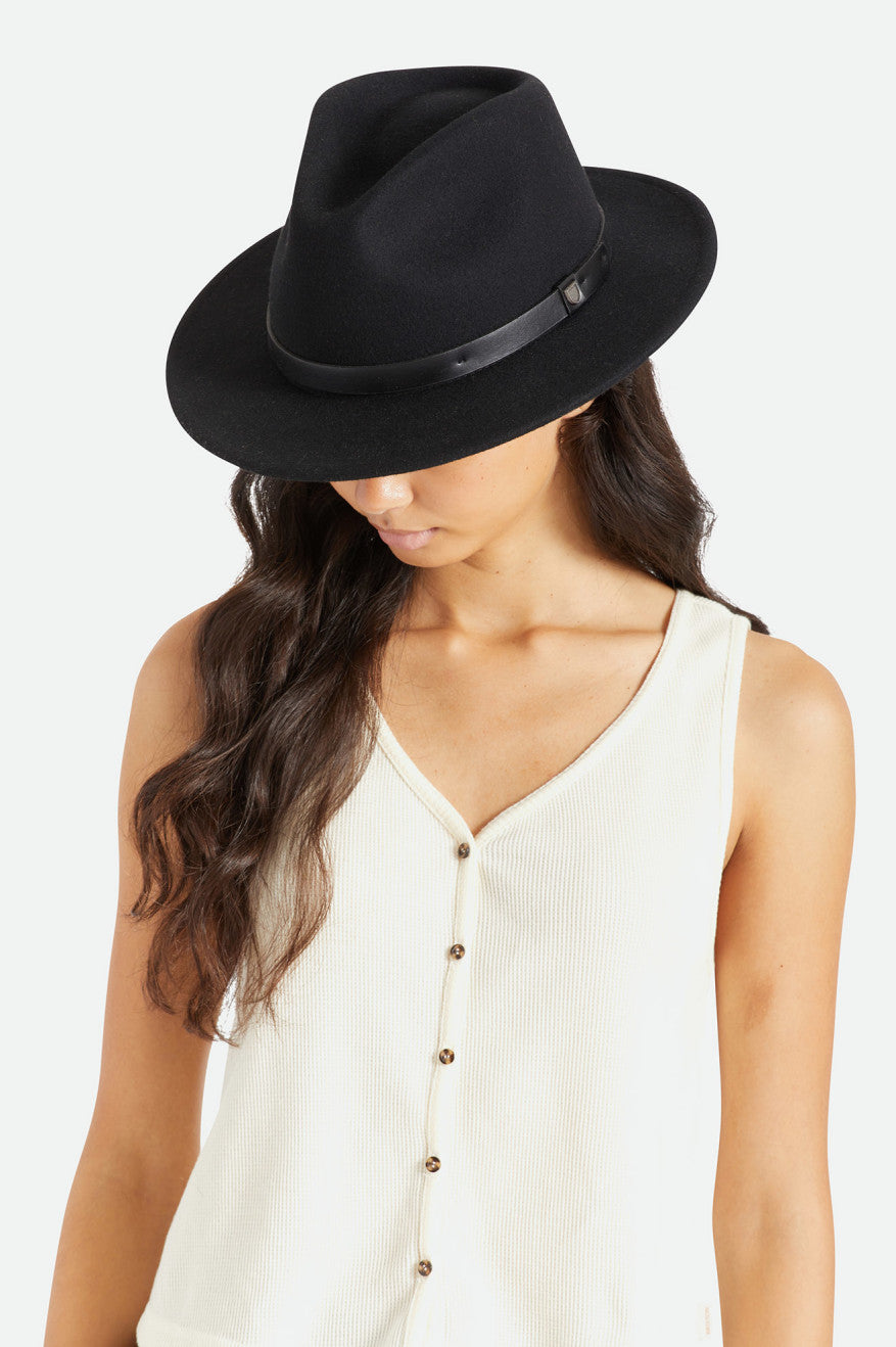 Women's Brixton Messer Fedora Fedoras Black | 3970528-BS