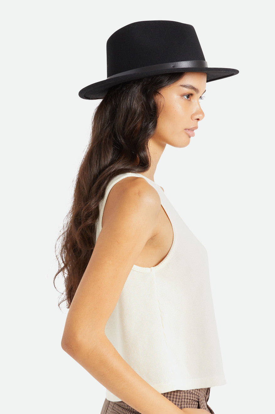 Women's Brixton Messer Fedora Fedoras Black | 3970528-BS