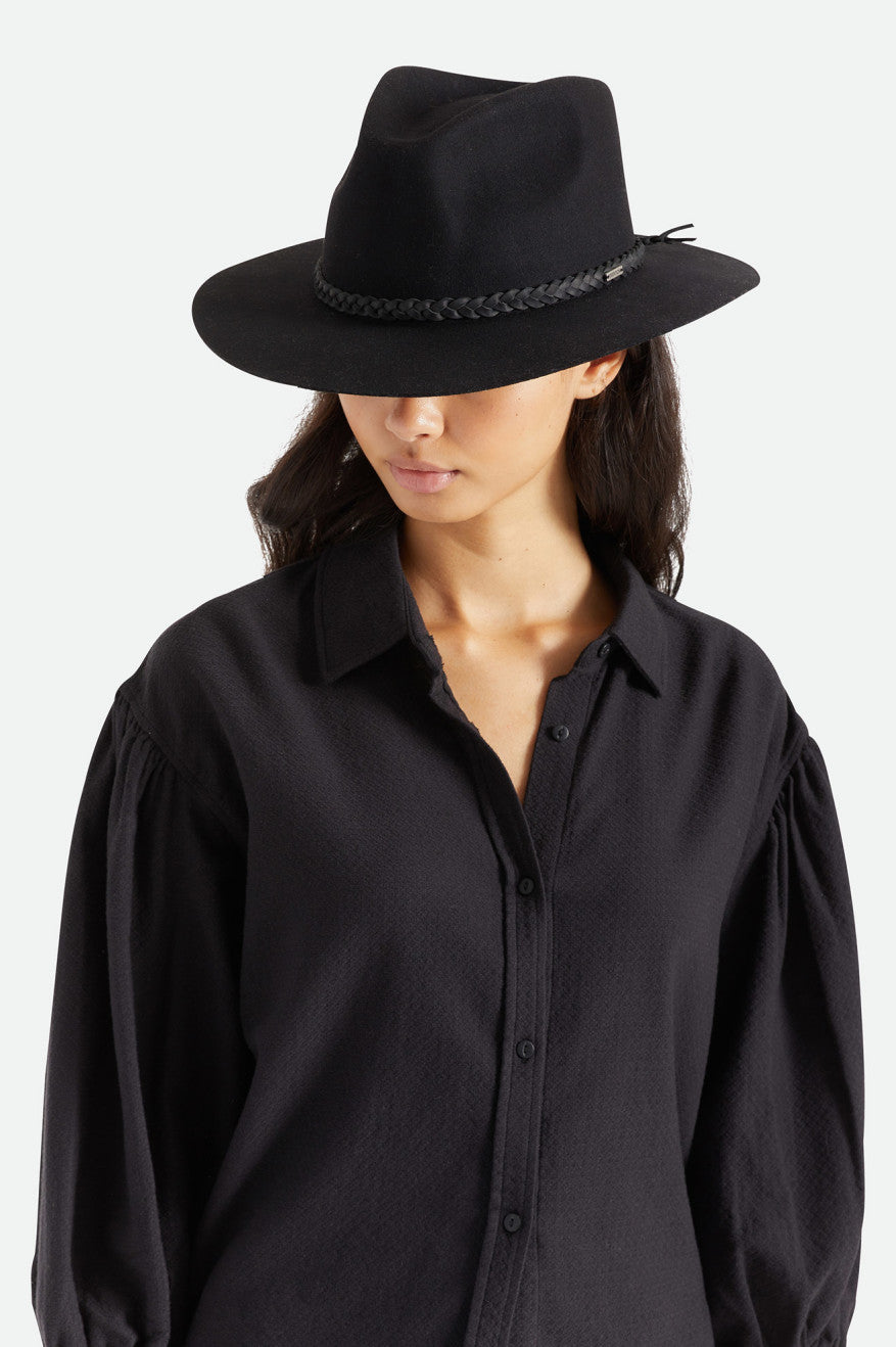 Women's Brixton Messer Western Fedora Fedoras Black | 0236149-ZA