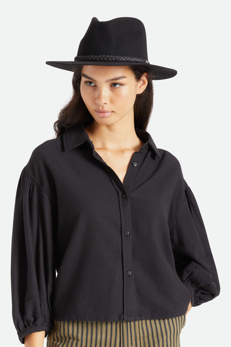 Women's Brixton Messer Western Fedora Fedoras Black | 0236149-ZA