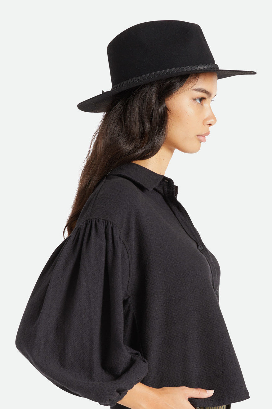 Women's Brixton Messer Western Fedora Fedoras Black | 0236149-ZA