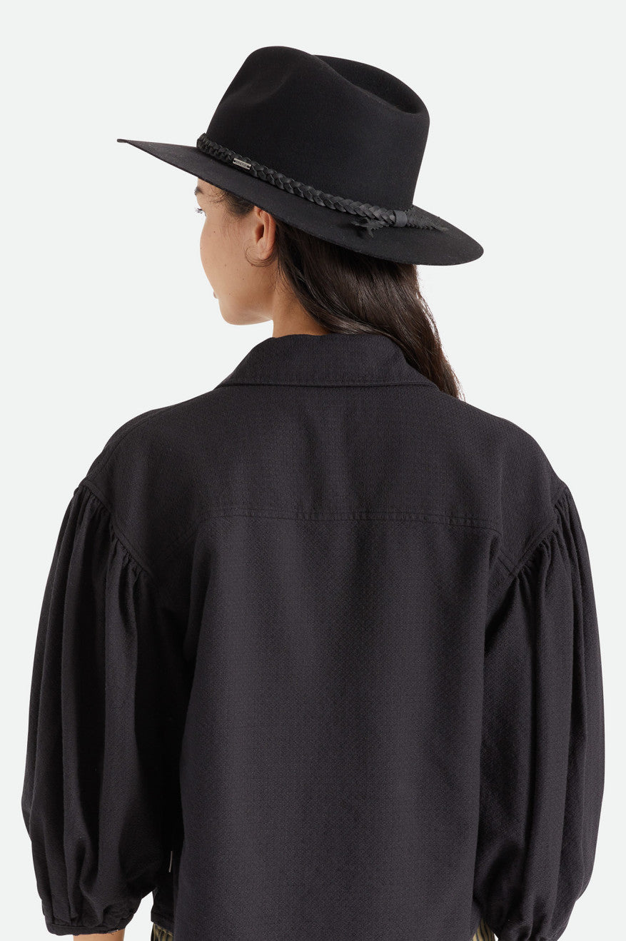 Women's Brixton Messer Western Fedora Fedoras Black | 0236149-ZA