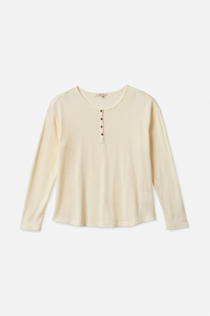 Women's Brixton Monty L/S Henley Tops White | 4068513-WI