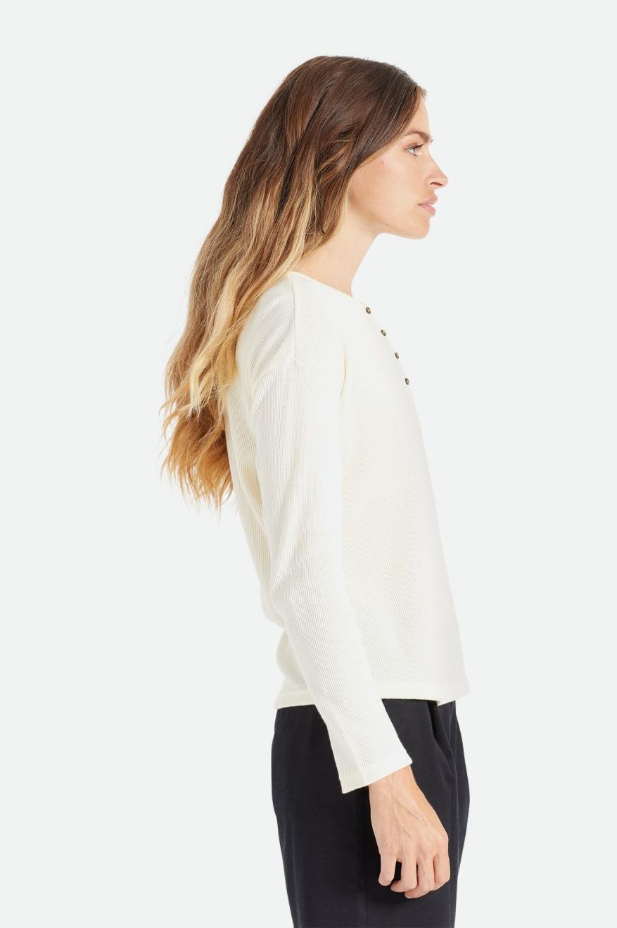 Women's Brixton Monty L/S Henley Tops White | 6549230-QS