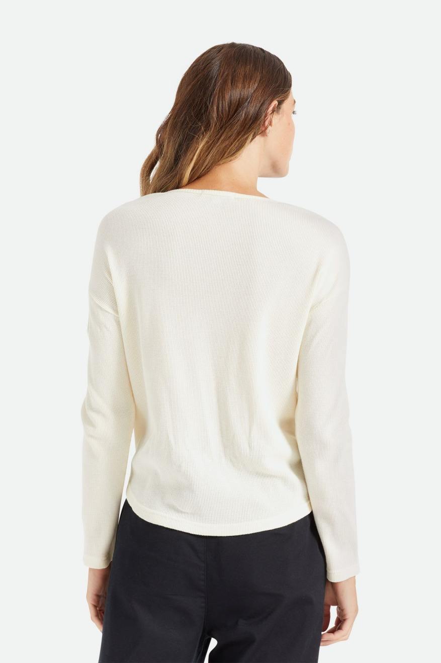 Women's Brixton Monty L/S Henley Tops White | 6549230-QS