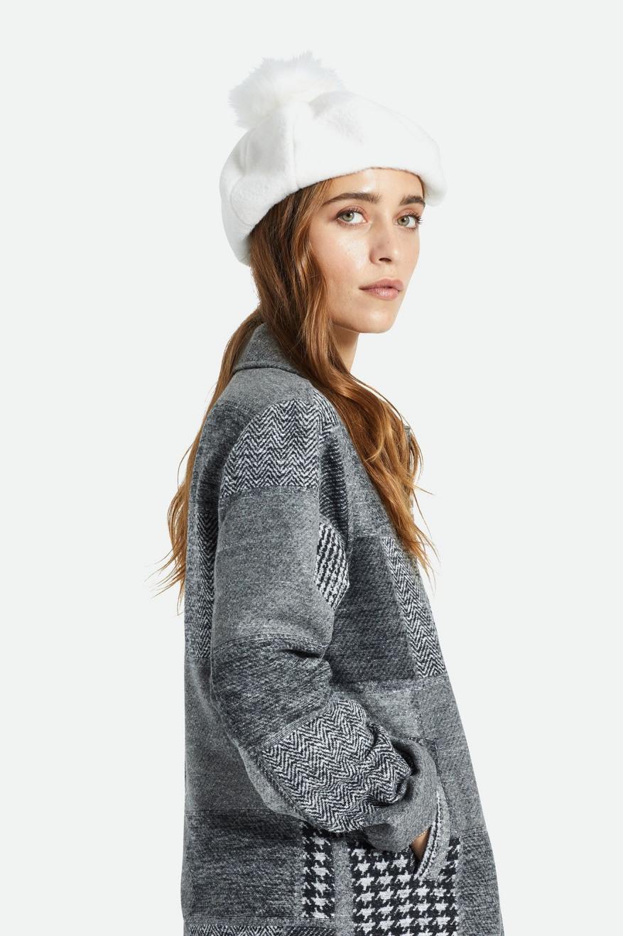 Women's Brixton Natalie Oversized Pom Beret Hats White | 0728316-SP