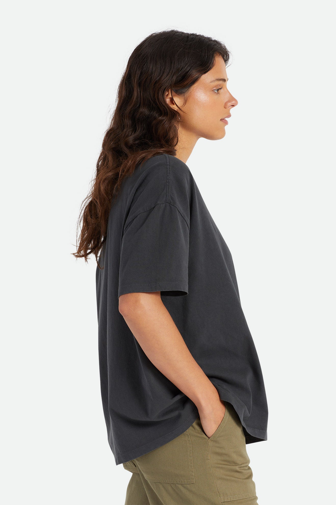 Women's Brixton Oversized Boyfriend Tee Tops Black | 9842751-RO