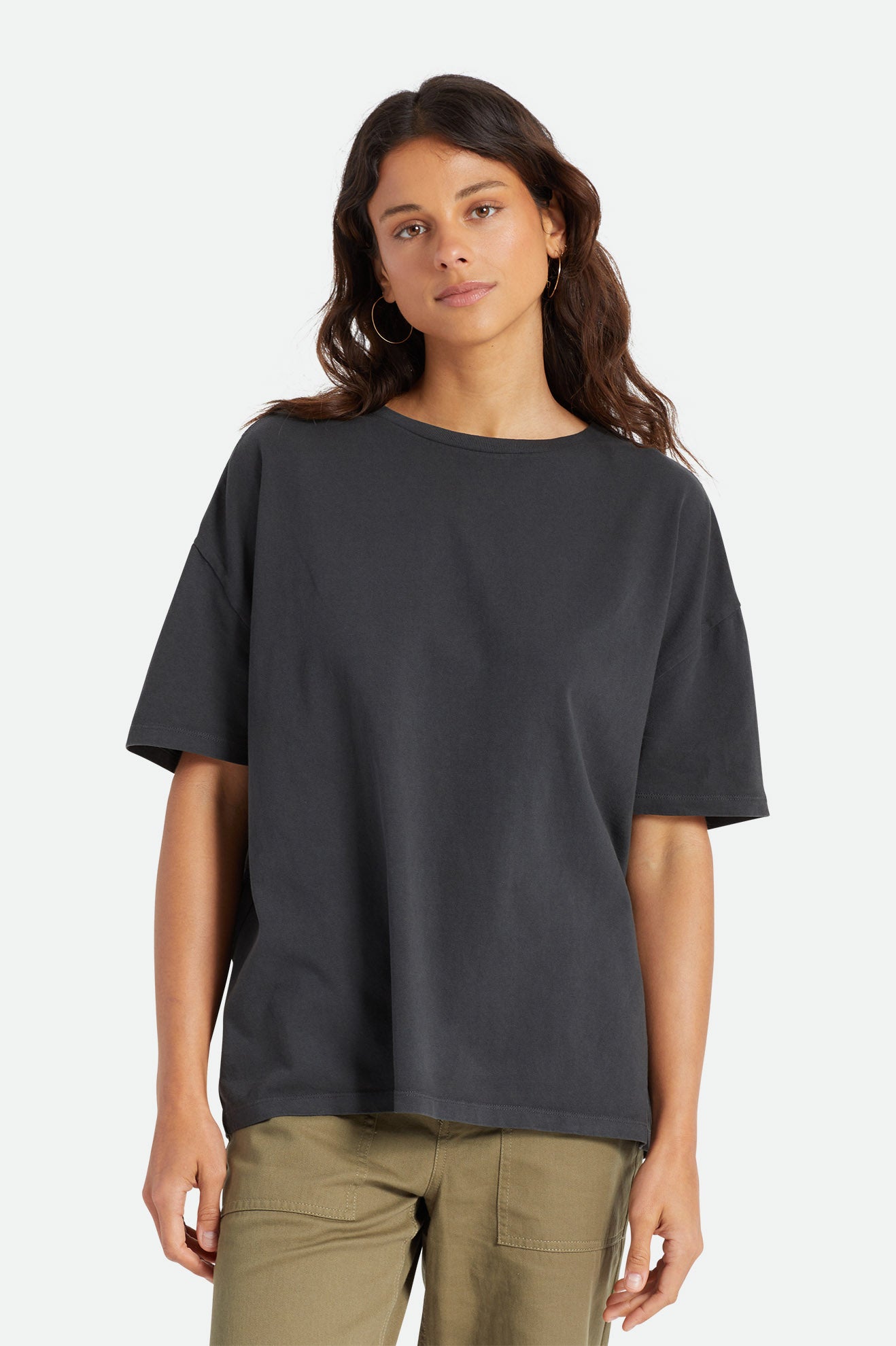 Women\'s Brixton Oversized Boyfriend Tee Tops Black | 9842751-RO