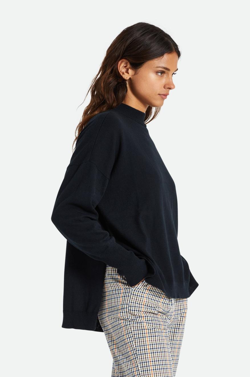 Women's Brixton Reserve Oversized Cashmere Sweaters Black | 3281970-LQ