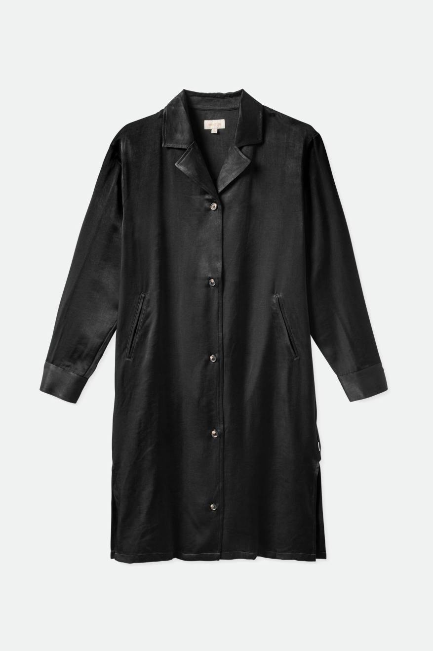 Women's Brixton Satin Blazer Shirt Dress Black | 3186920-JP